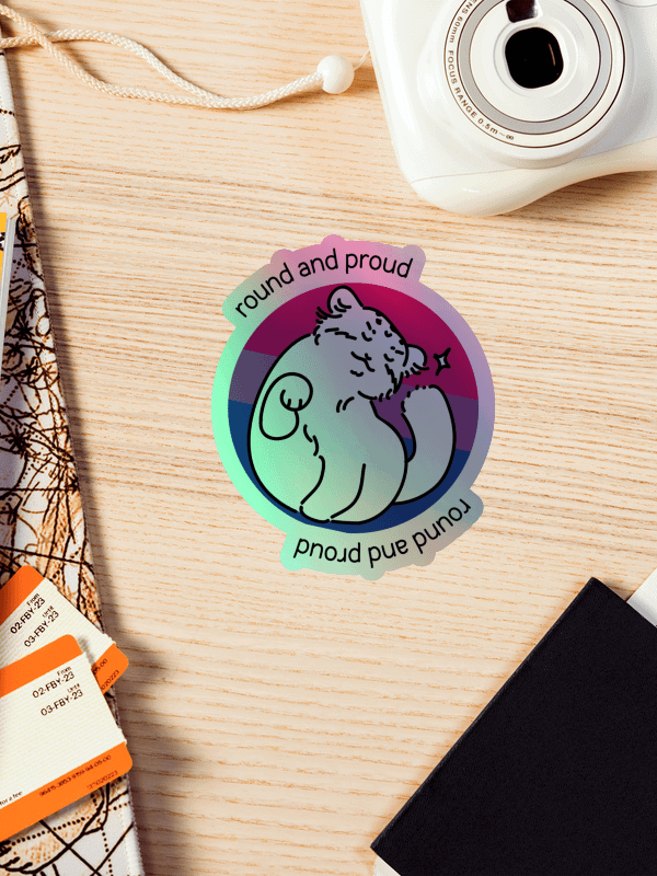 Round and Proud Manul Holo Sticker - Bisexual Flag Version product image (4)