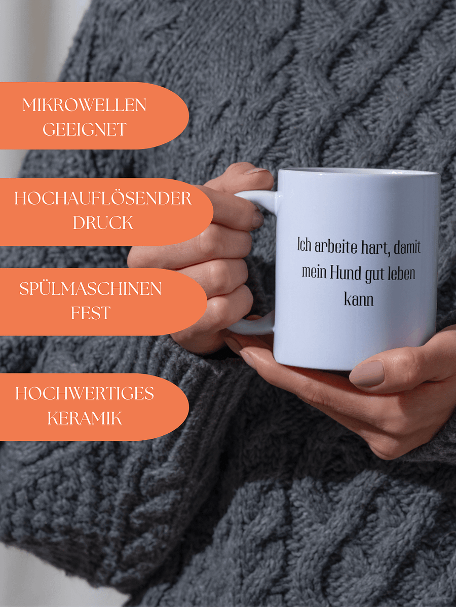 Lustige Tasse mit Spruch | Ich bin ein Millennial,ich arbeite hart,damit mein Hund gut leben kann | Geschenkidee | Kaffeebecher 330 ml - Geschenk product image (4)
