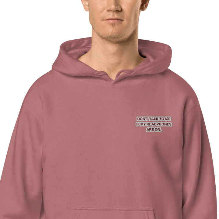 L.C. HEADPHONES ON (maroon bubble design) embroidered pigment hoodie product image (2)
