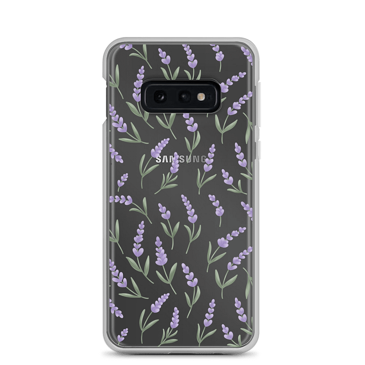 Clear case for Samsung with lavender pattern. Artistic protective cover product image (1)