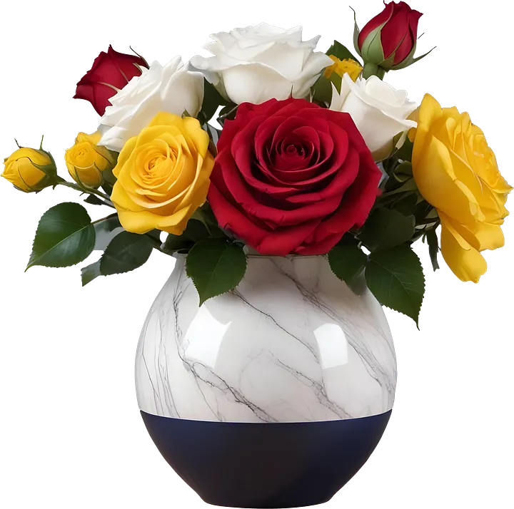 Eternal Romance – Marble Rose Vase PNG product image (1)