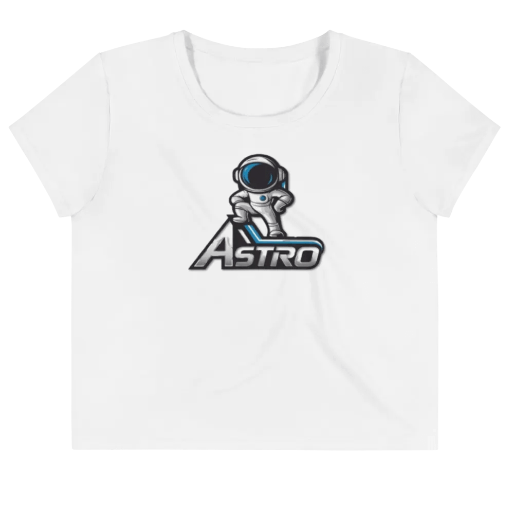Astro Women's Crop Tee - Trendy Astronaut Graphic in White product image (3)