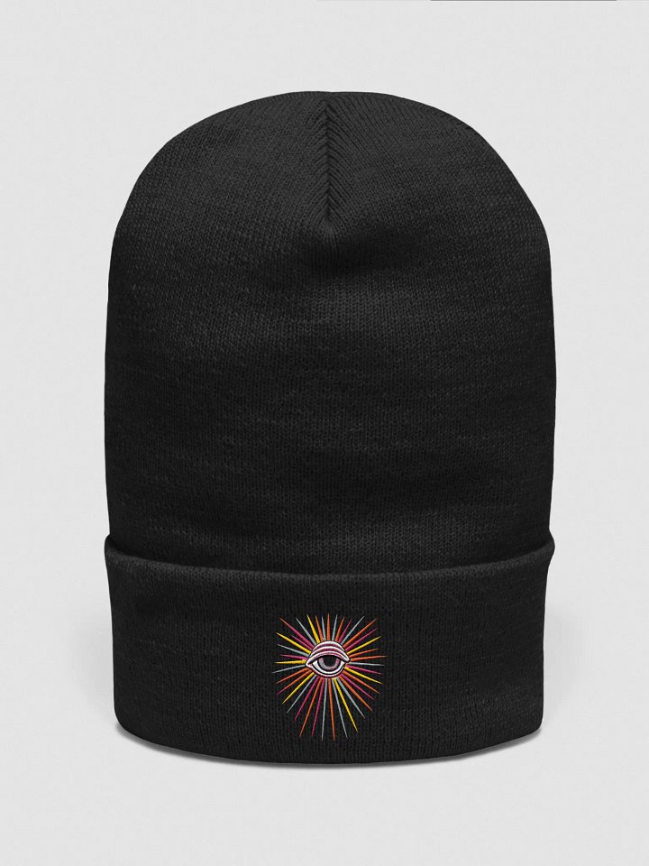 Black Unisex PWR Radiating Eye Beanie product image (1)