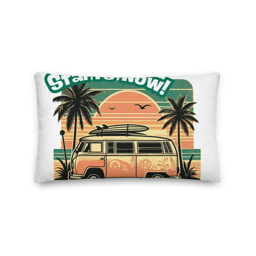 Sunset Surf Van All-Over Premium Pillow | AI Design vintage freedom starts now product image (2)