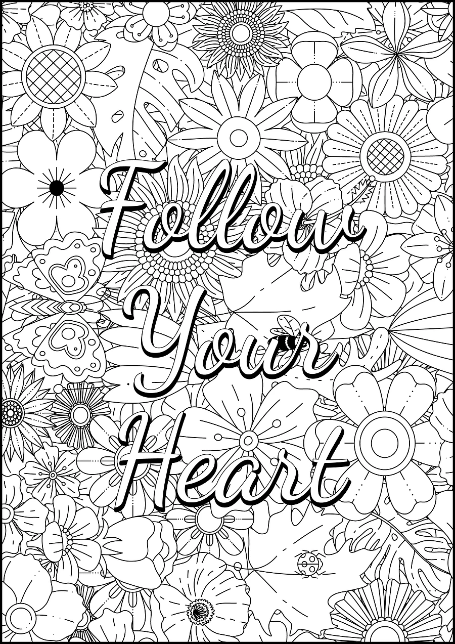 Positively Flowers Coloring Book Pages for Adults & Teens | Relaxation | Adult Flower Coloring Pages | Gift Idea for Mom | product image (3)