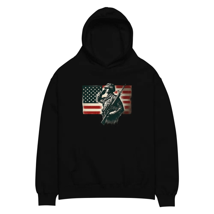Saluting Soldier - Proud USA Patriotic Tribute Vintage Unisex Premium Oversized Hoodie product image (2)