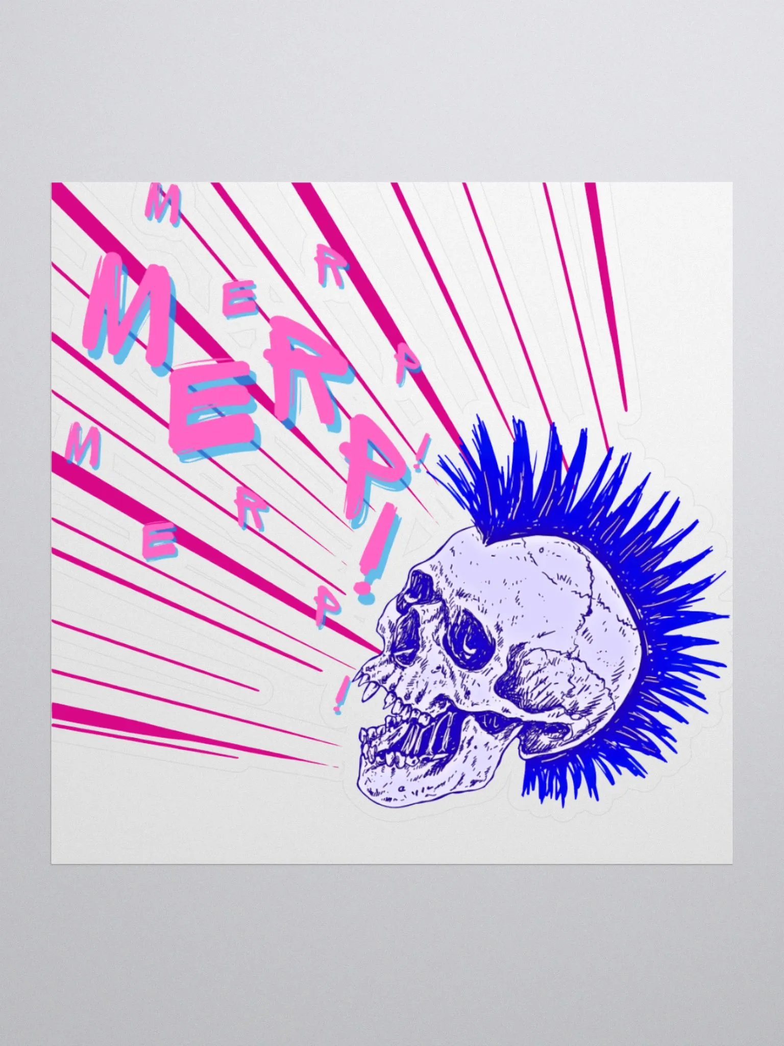 Merp Skull (Blue/Pink) Kiss-Cut Sticker product image (1)