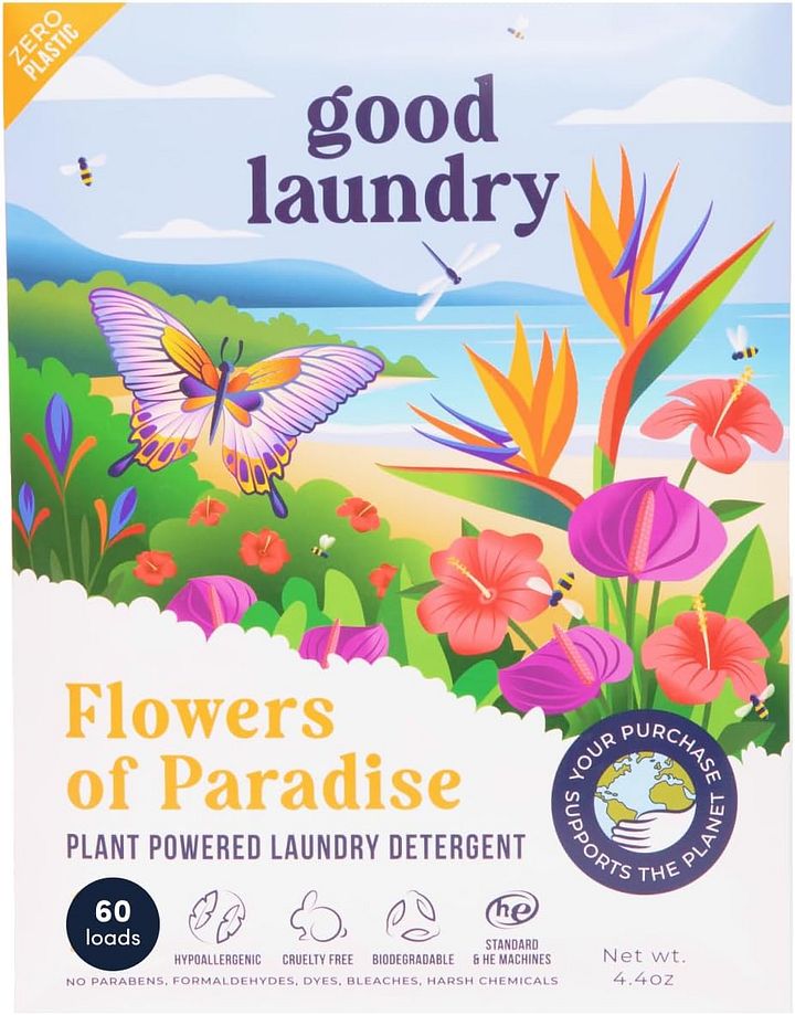 Detergent Sheets - Flowers of Paradise Scented (60 Loads) - Eco-Friendly Laundry Detergent Sheets, Hypoallergenic, No Plastic Jugs or Waste product image (1)