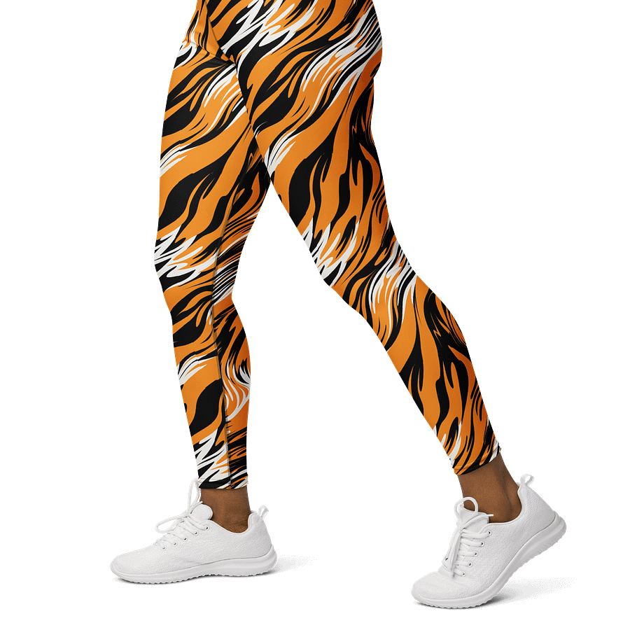 Fierce Flames Print Leggings - Bold Orange, Black & White Design product image (3)