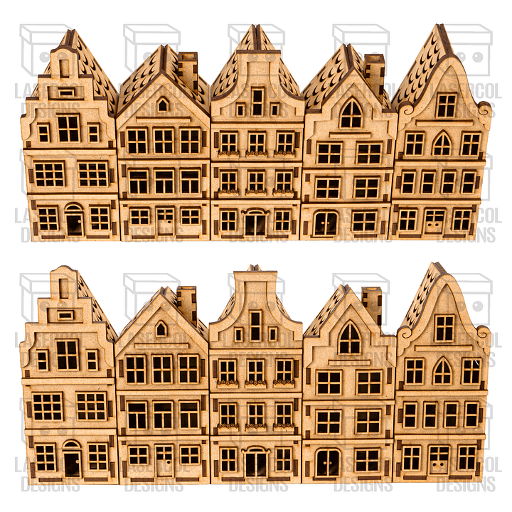 Christmas Houses Set 2 (5 Styles) - Laser Cut Files product image (2)
