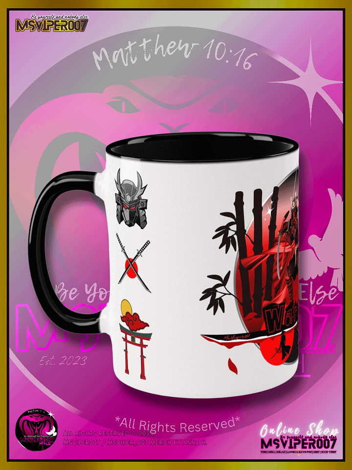 Mug - MsViper007's "Warrior Spirit" (crimson) Hot Beverage Mug with color inside by Anna H. product image (1)
