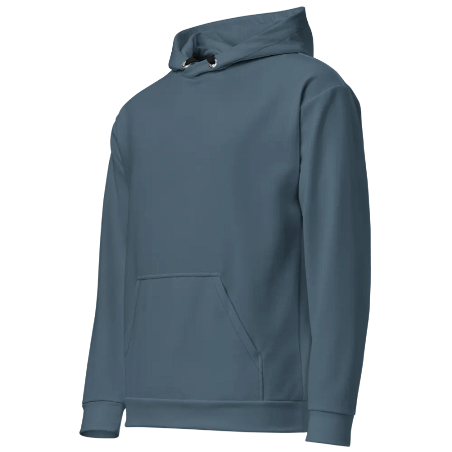 Plain Dark Greyish Blue Soft Summer Unisex Recycled Polyester Heavyweight Premium Hoodie by Treasure Pie product image (3)