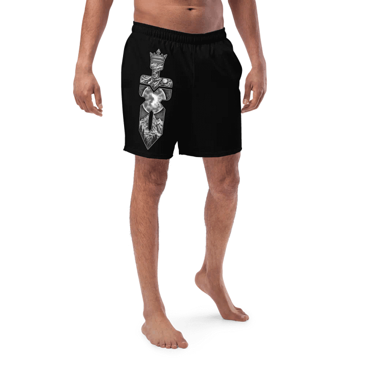 Black and White Logo Men's Swimming Trunks product image (1)