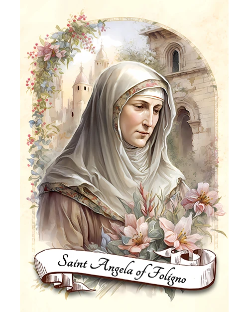 Saint Angela of Foligno Patron Saint of Widows, Against Sexual Temptations, Those Seeking Spiritual Conversion and Growth and Repentance Matte Poster product image (1)
