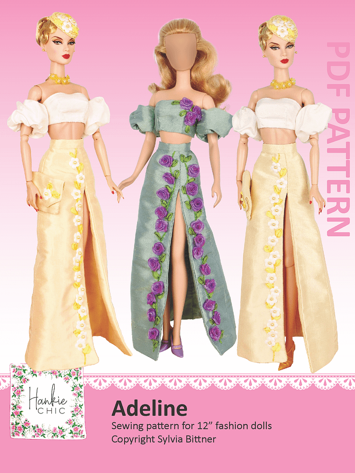 Adeline sewing pattern for 12" fashion dolls product image (1)