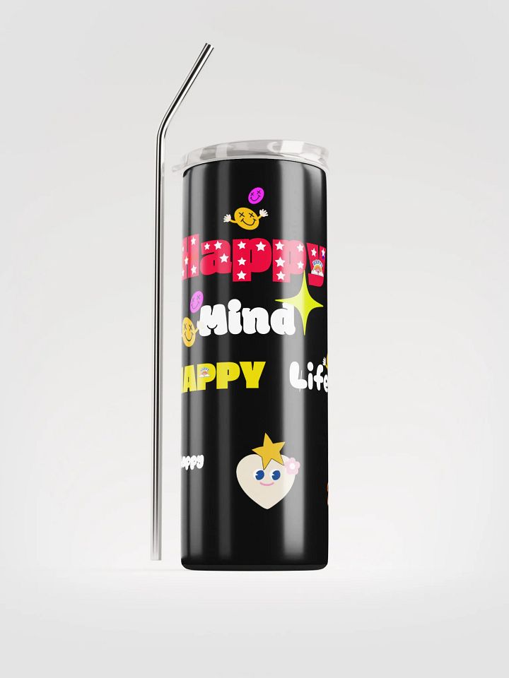 Happy Mind 20 oz Stainless Steel Tumbler Drinkware Flasks Insulated Lid with reusable Straw Portable Water Bottles product image (1)
