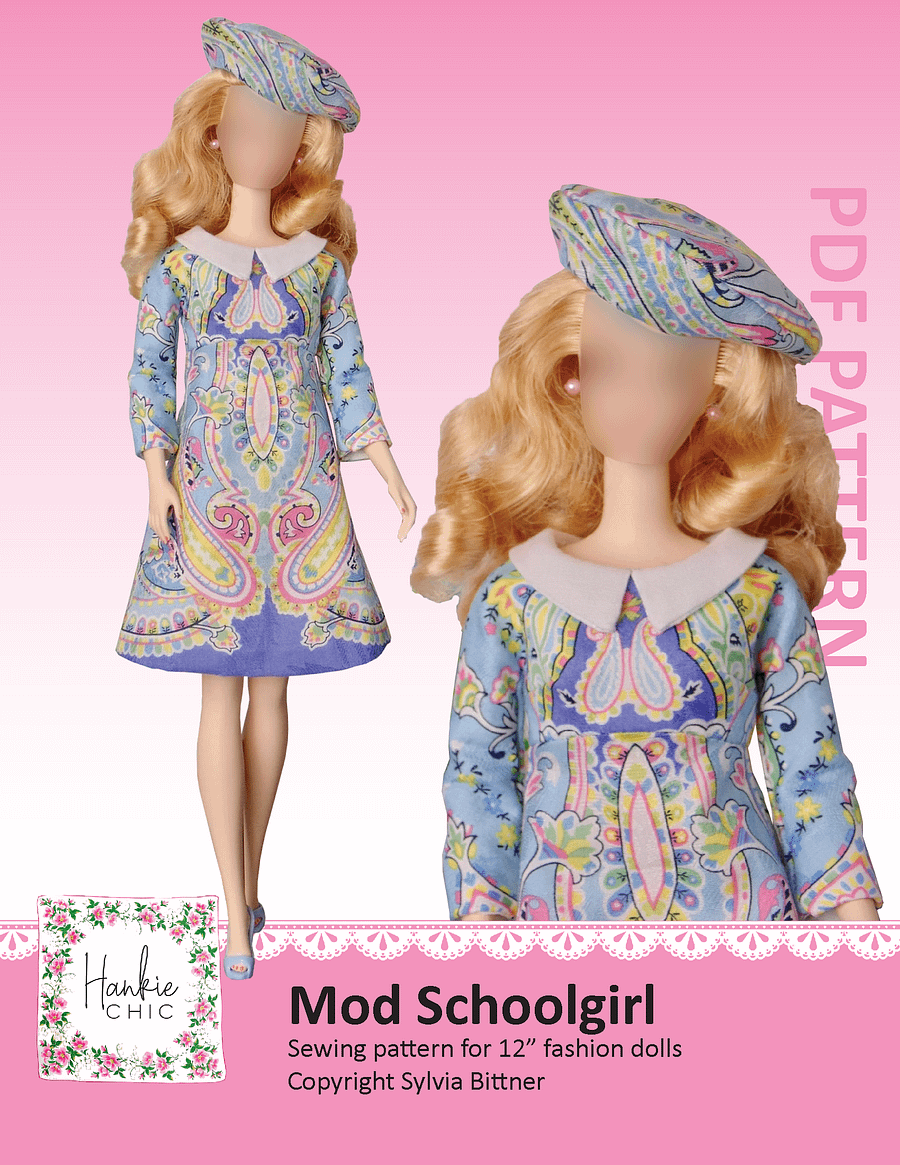 Mod Schoolgirl sewing pattern for 12" fashion dolls product image (1)