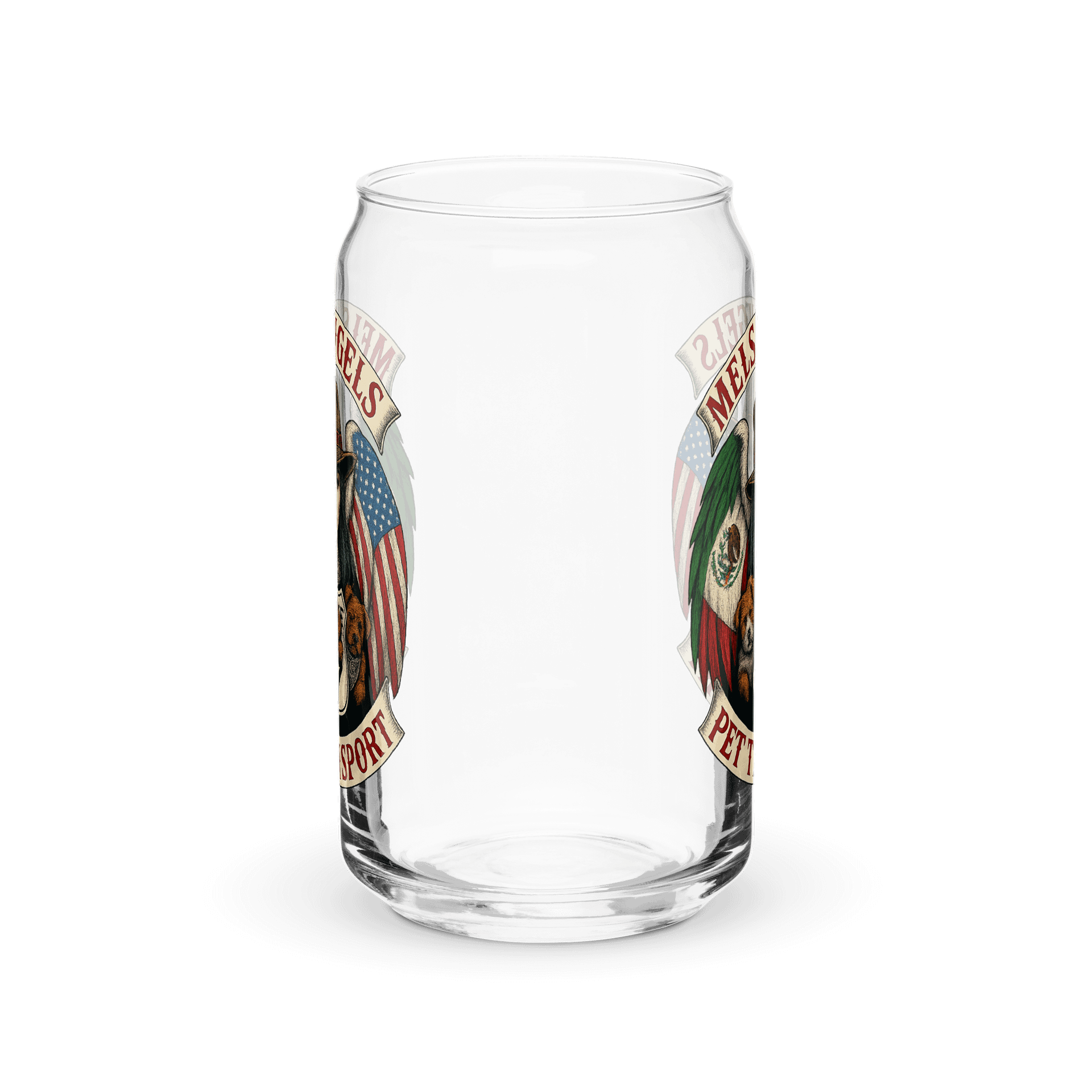 Mels Angels Pet Transport Can-Shaped Glass – Mexican American Route 57 Design product image (5)