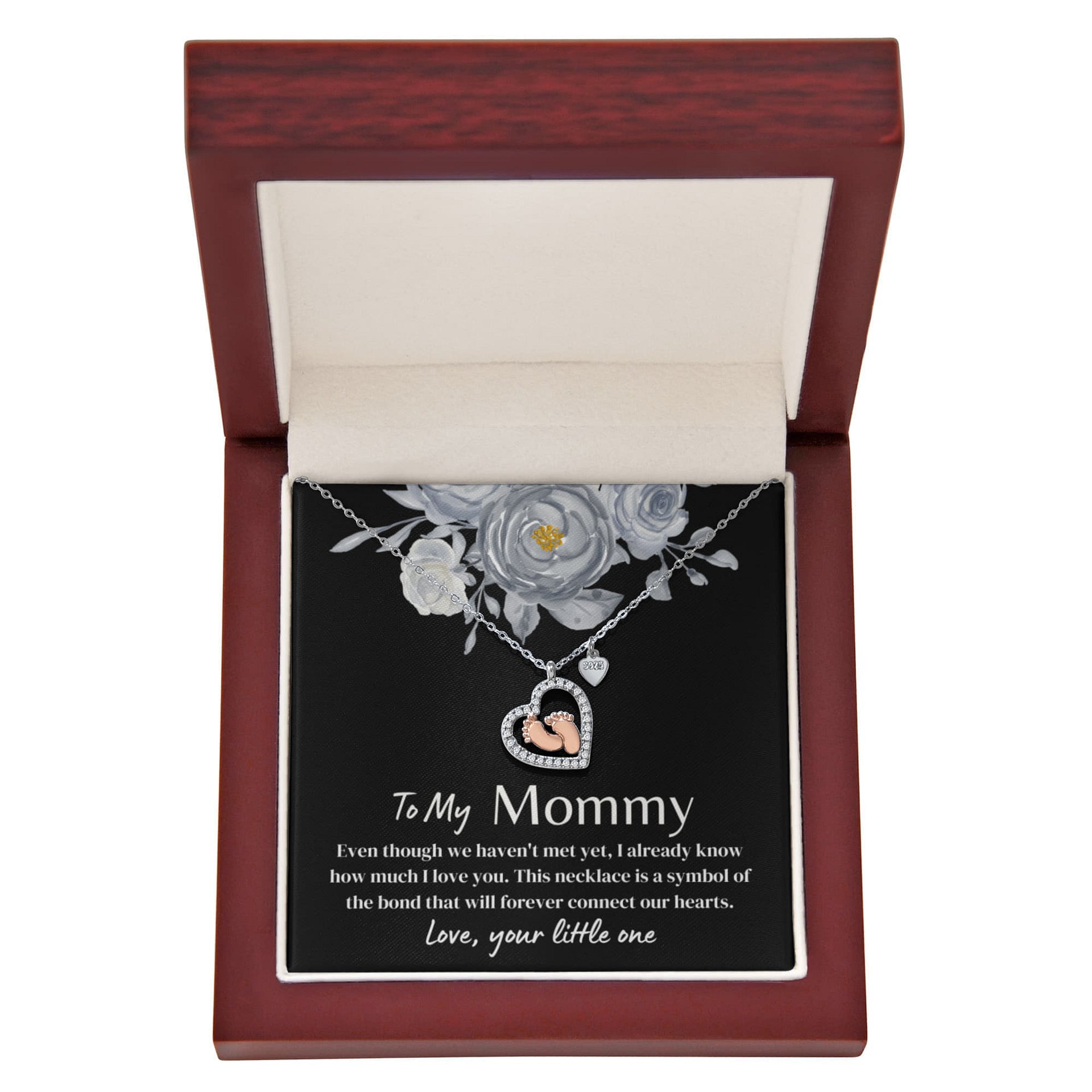 To My Mommy - Baby Feet Heart Necklace - Forever Connecting Our Hearts product image (6)