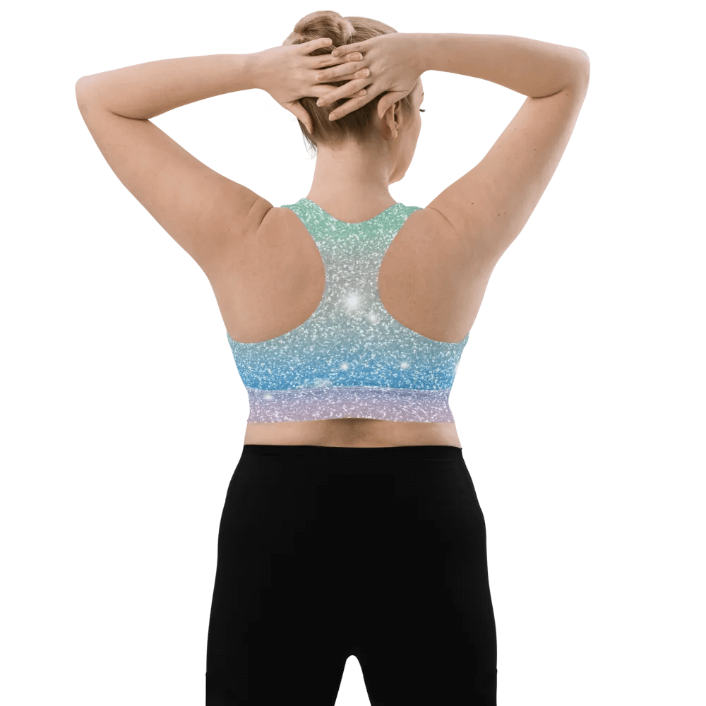 Glitter Unicorn Texture Design Longline Sports Bra - 9 product image (7)
