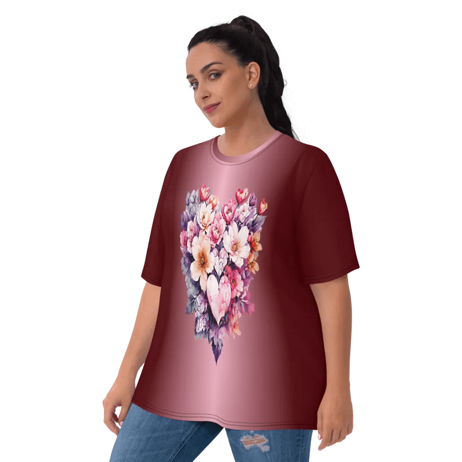 Floral Heart All Over Print T-shirt product image (3)