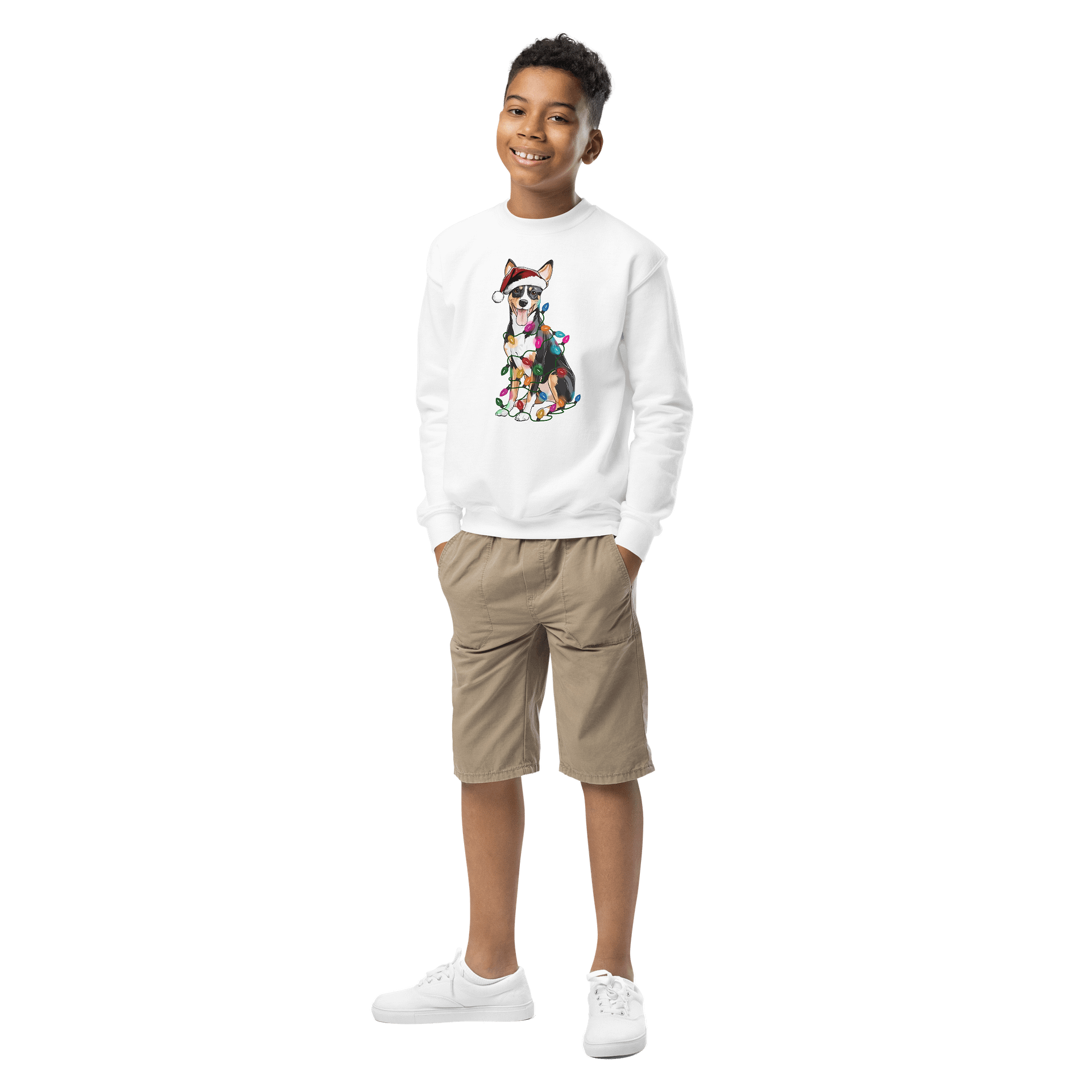 Funny Christmas Rat Terrier(Tricolor) Youth Sweatshirt product image (6)
