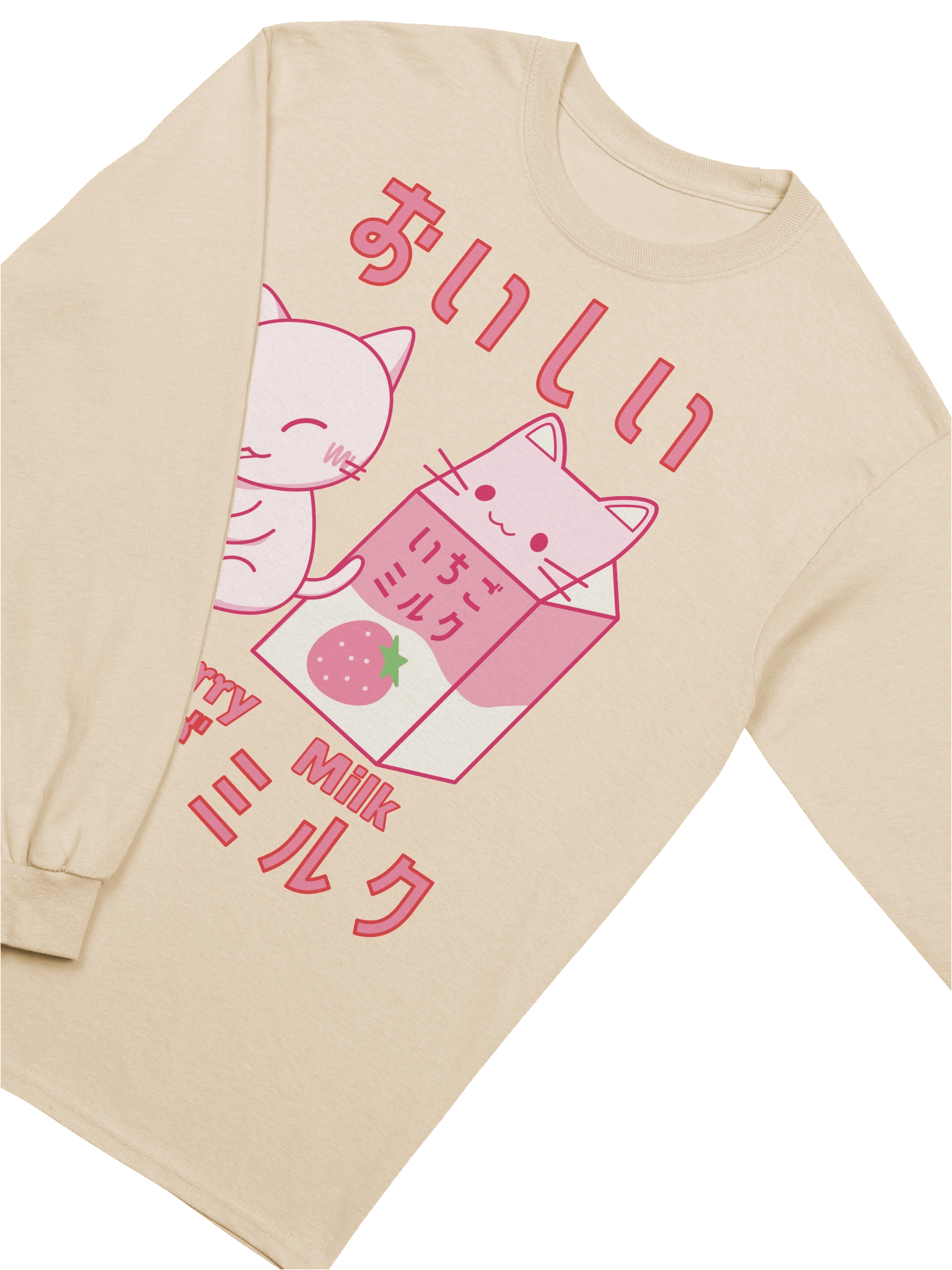 Strawberry Milk Kitty - Unisex Adult Long Sleeve T-shirt product image (3)