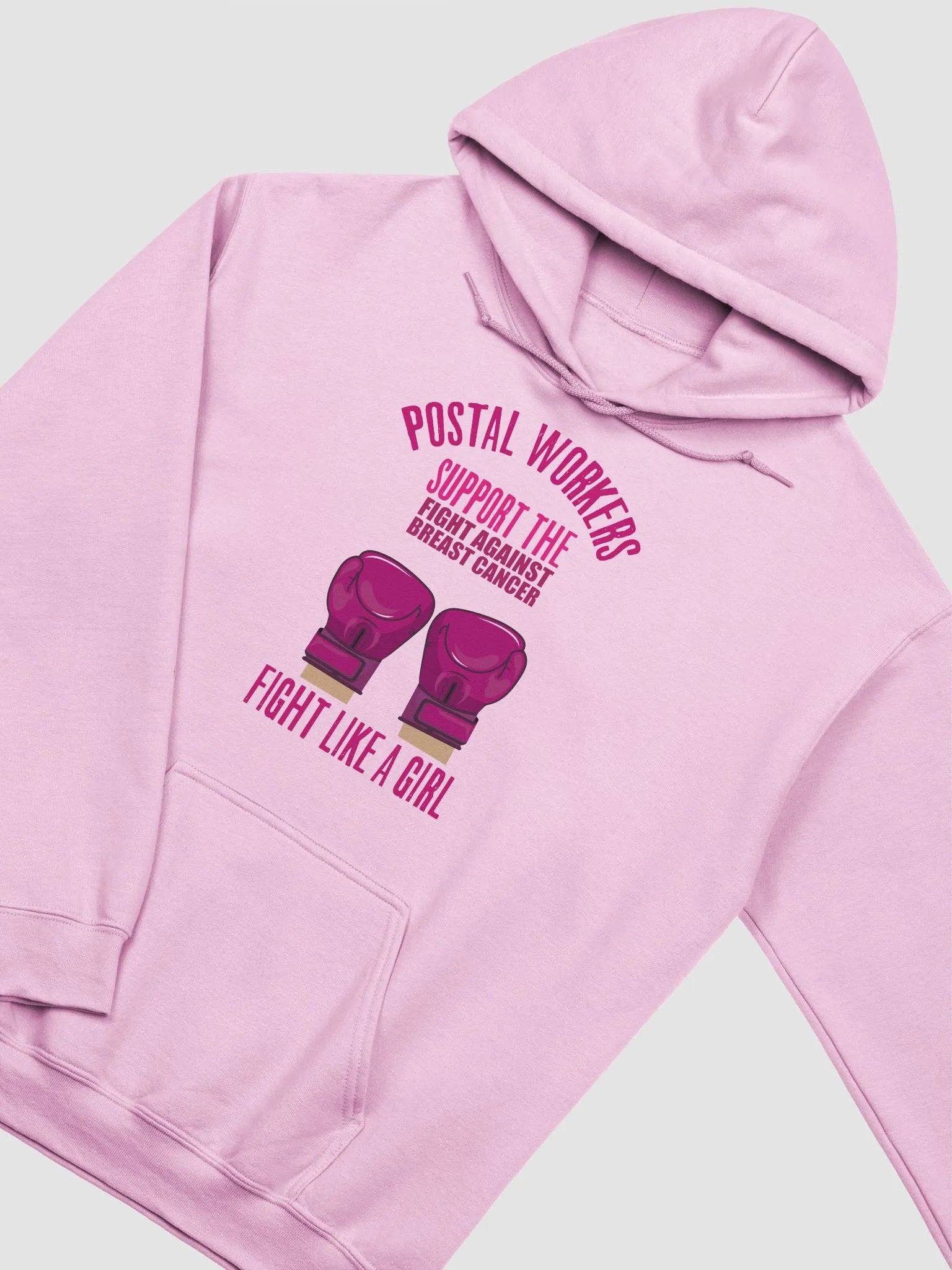 Postal worker fight like a girl breast cancer hoodie product image (3)