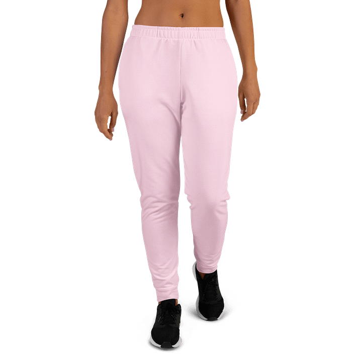 Baby Pink Solid Color Women's Fleece Sweatpants product image (2)