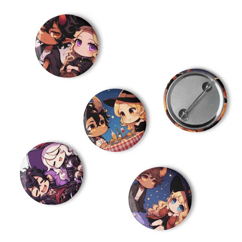 Whimsical Chibi Demon & Witch Pin Buttons Set 1 product image (4)