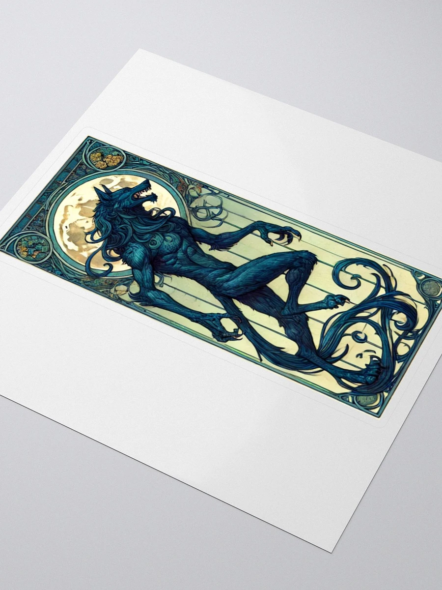 Art Nouveau Werewolf and Full Moon Vinyl Sticker – Gothic Fantasy Decor product image (3)