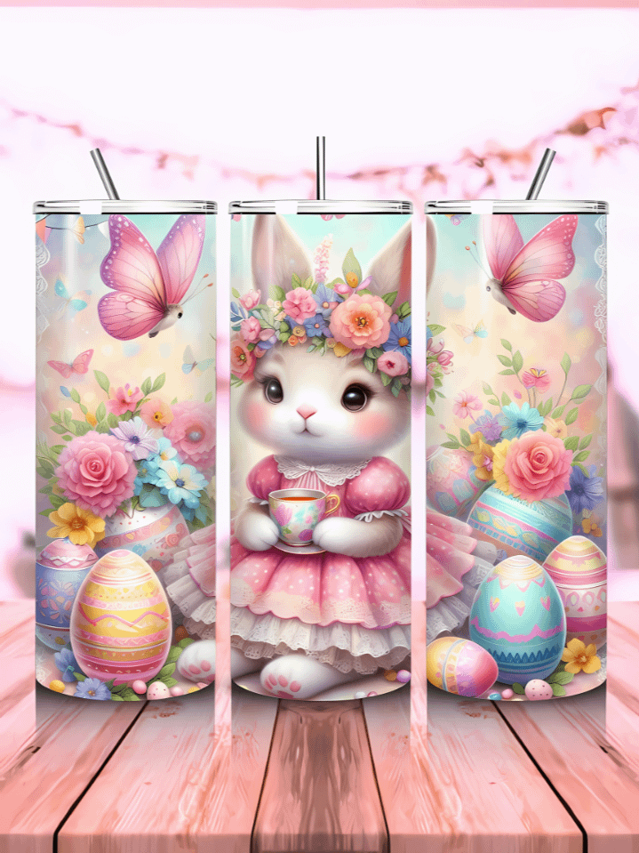 Easter Teacup Bunny Skinny Tumbler Wrap – 20oz Sublimation PNG Design – Adorable Rabbit in Cup – Instant Digital Download – High-Resolution 300 DPI product image (1)