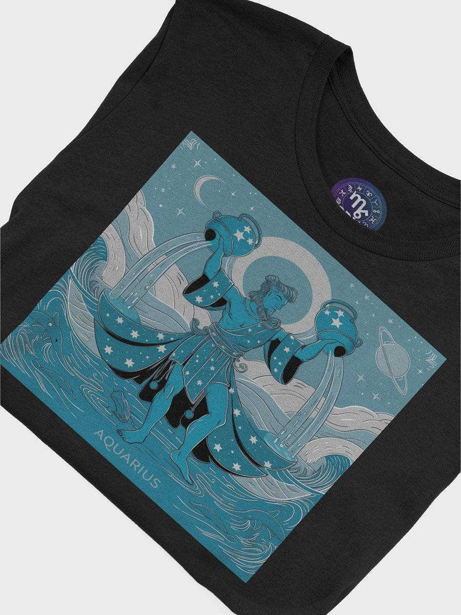 Exclusive Aquarius Zodiac T-Shirt - Unisex Celestial Water Bearer and Moon Design product image (7)