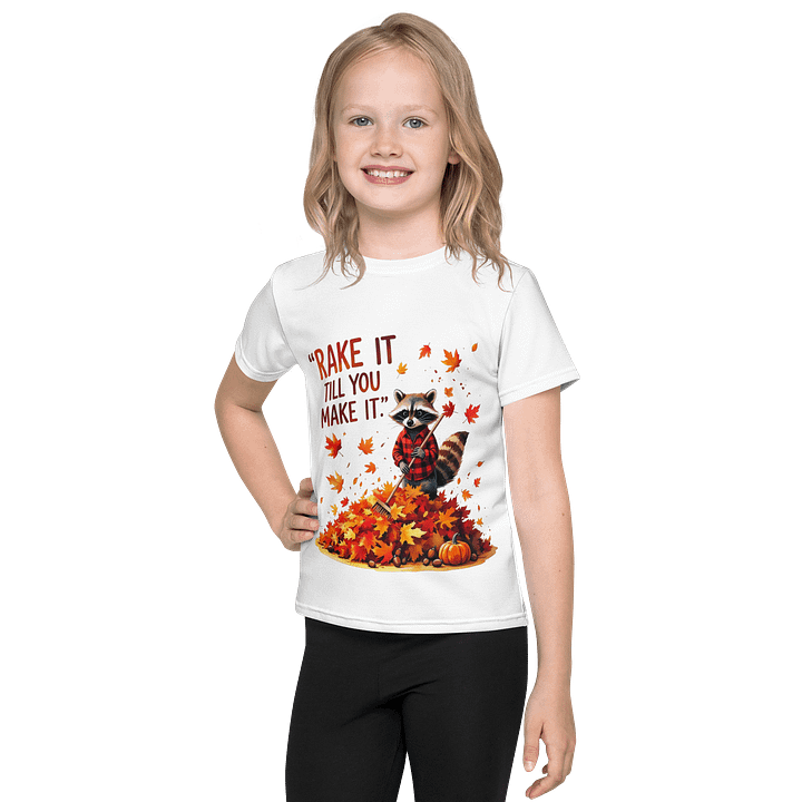 Kids Crew Neck T-Shirt Raccoon Autumn Vibes product image (1)