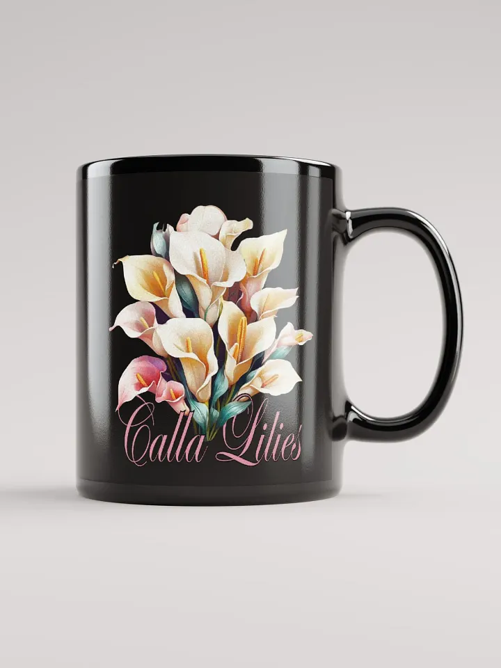 Floral Graphic | Black Coffee Mug | Calla Lilies product image (2)
