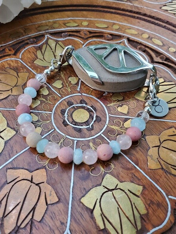 Taurus Crystal Bracelet | Rose Quartz, Aquamarine & Rhodonite | Handmade Accessory for Bellabeat Leaf Urban & Ivy product image (2)