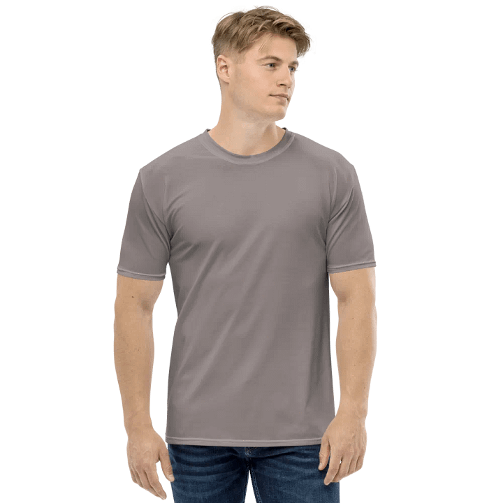 Plain Brownish Gray Light Summer Men's Crewneck Polyester Heavyweight Premium T-Shirt by Treasure Pie product image (1)