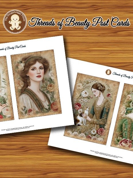 Threads of Beauty 4 Postcards Set Digital Download product image (1)