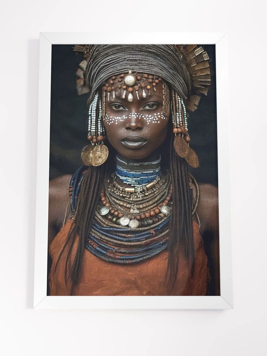 African Woman in Traditional Head Dress, Multi-Colored Jewelry Poster Print, Framed product image (13)