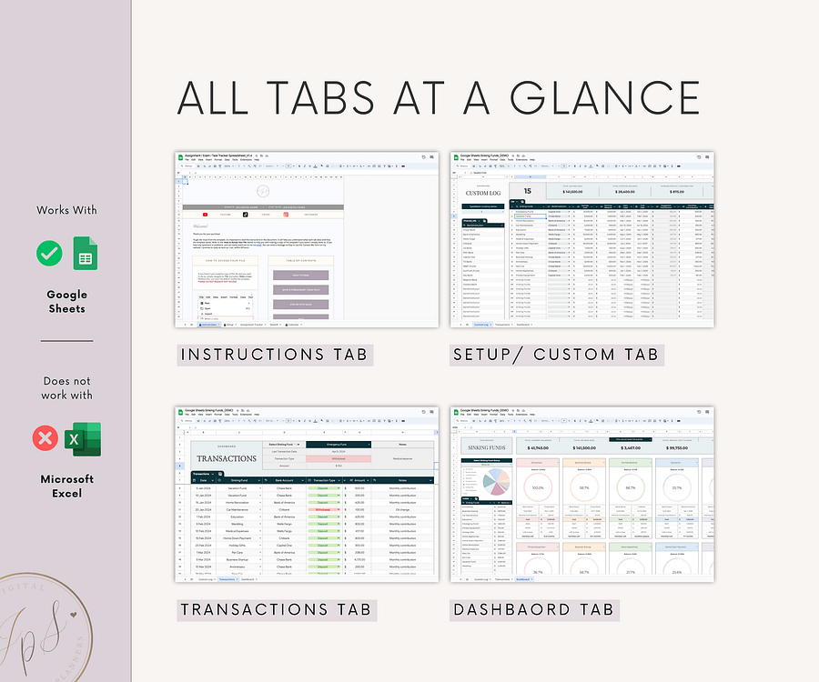 Sinking Funds Tracker Spreadsheet, Google Sheets Savings Tracker, product image (8)