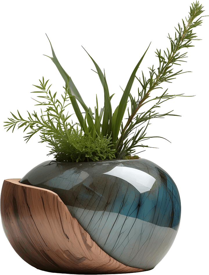 Celestial Grace – Vase Labradorite with Wood Accent product image (1)