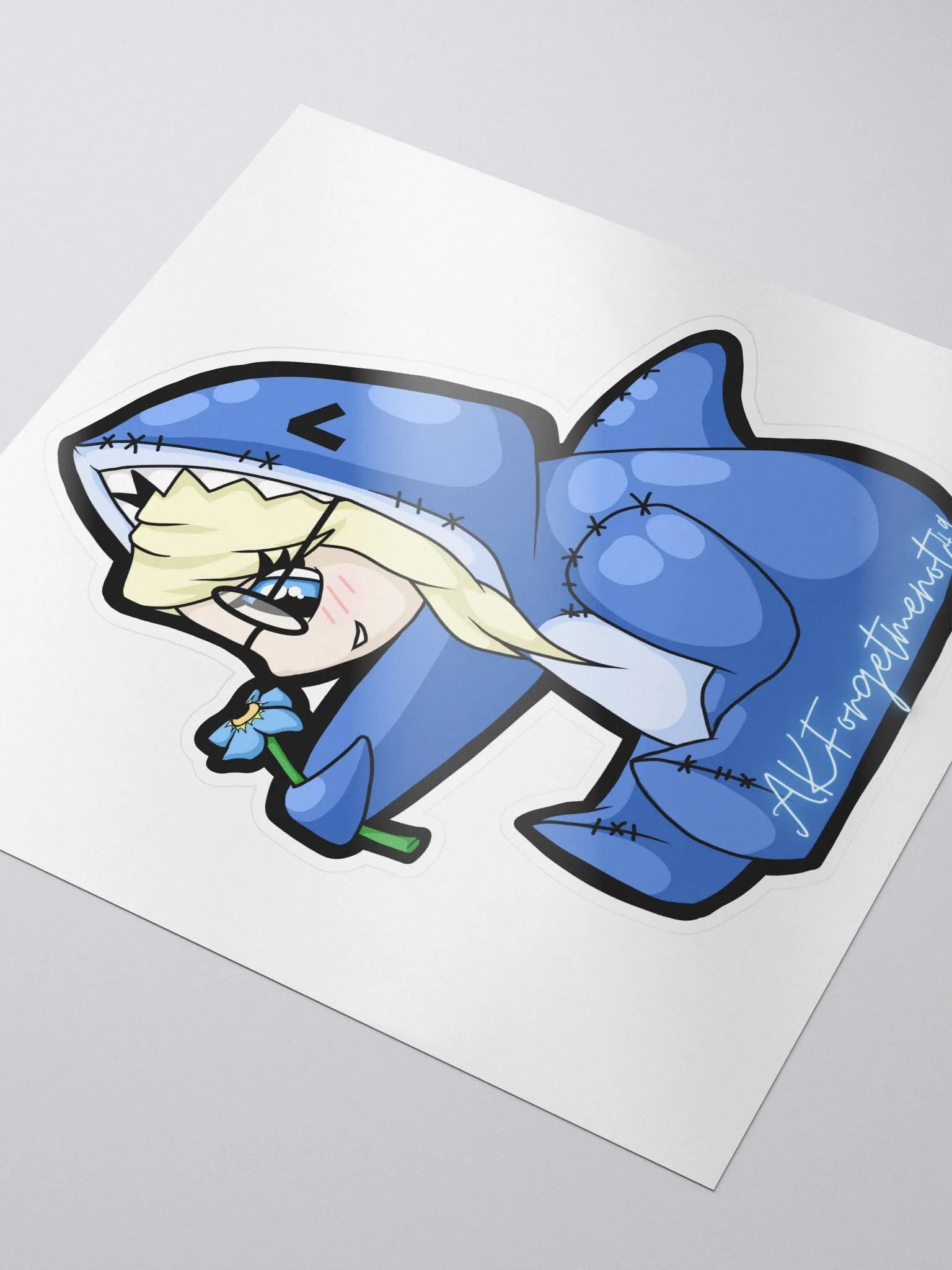 AKForgetmenot Sharky Suit Kiss Cut Sticker product image (3)
