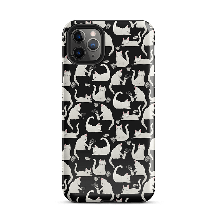 Bad Cats Knocking Stuff Over Patterned iPhone Case, Black product image (51)