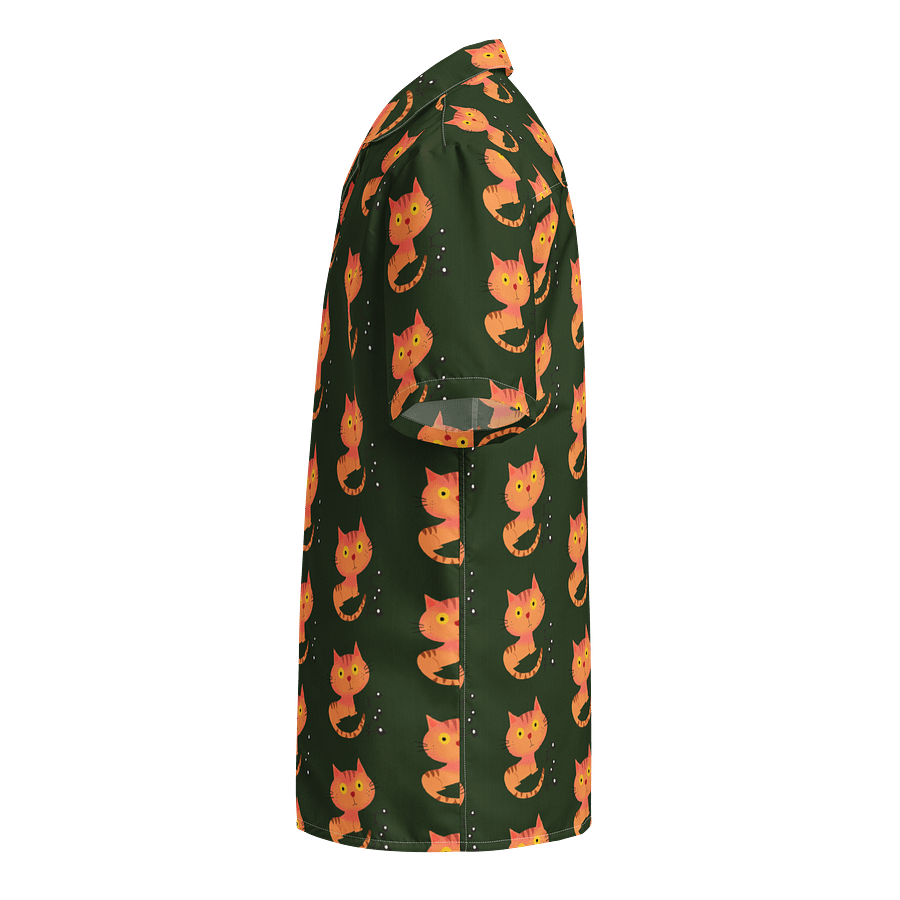 Feasting Ginger Kitty Button-Down Hawaiian Shirt - Green product image (3)
