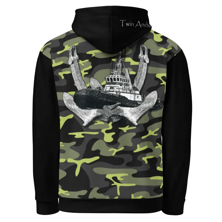 black & Green Twin Anchor Marco tug Hoodie product image (1)