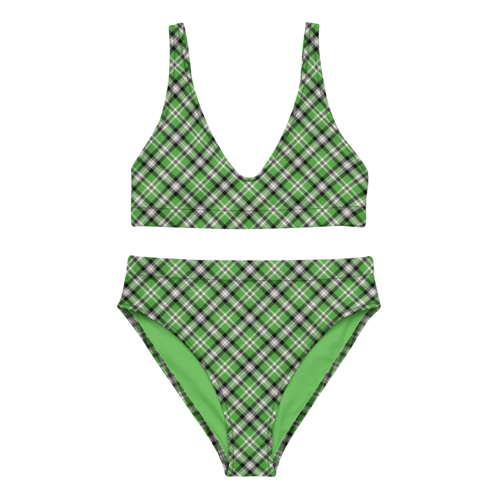 Bright Green, Black, and Gray Plaid Bikini product image (2)