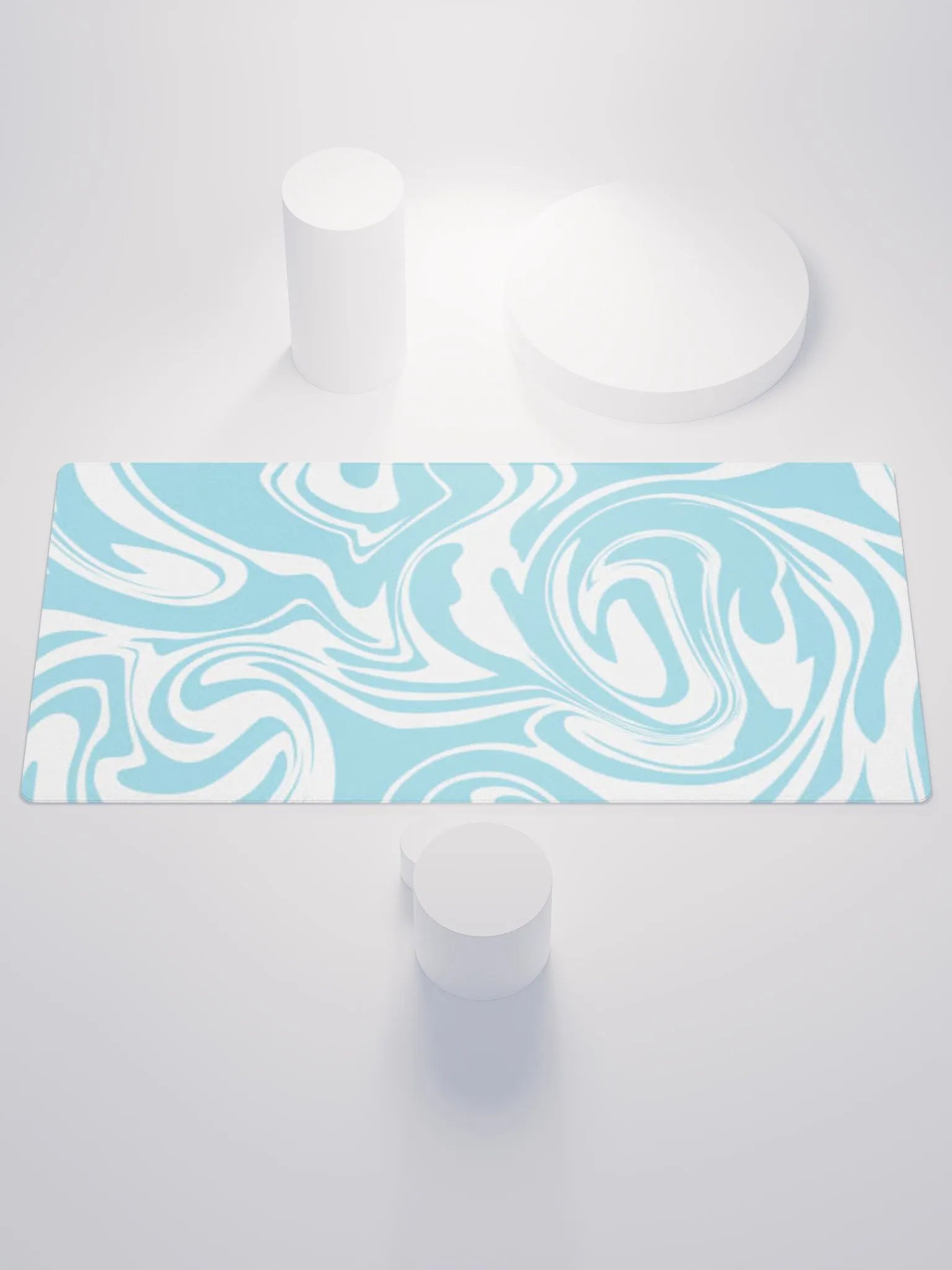 Blue and White paint swirl pattern (DESK MAT) product image (1)