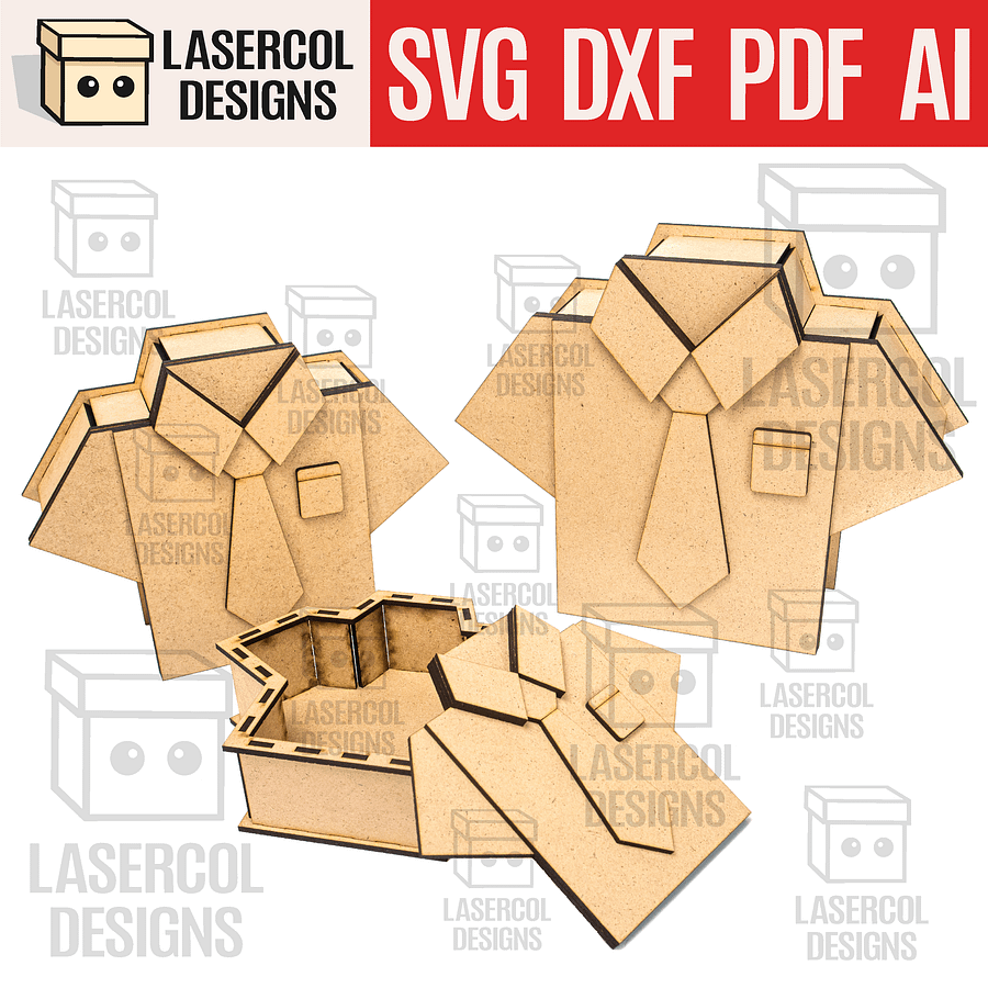 Shirt and Tie Box (3 Sizes) - Laser Cut Files product image (1)