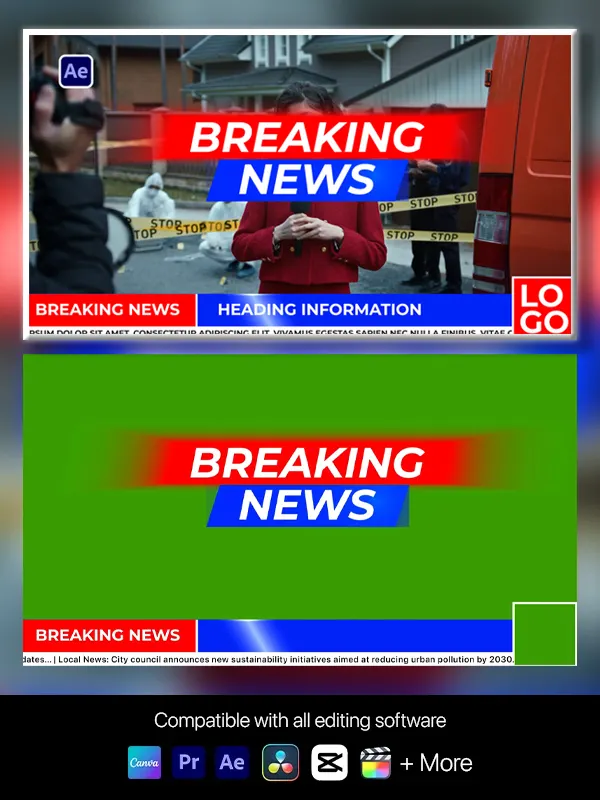 Breaking News After Effects Template With Lower Third + Green Screen product image (1)