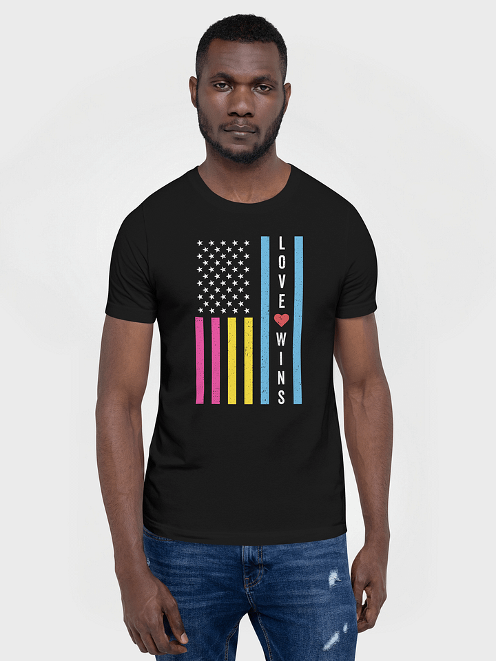 LGBTQ Pansexual Pride Love Wins USA American Flag T-Shirt product image (1)
